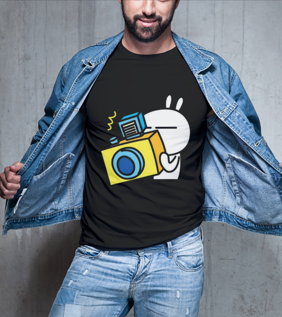 Tuzki Rabbit Camera Cartoon Character Photography T-Shirt