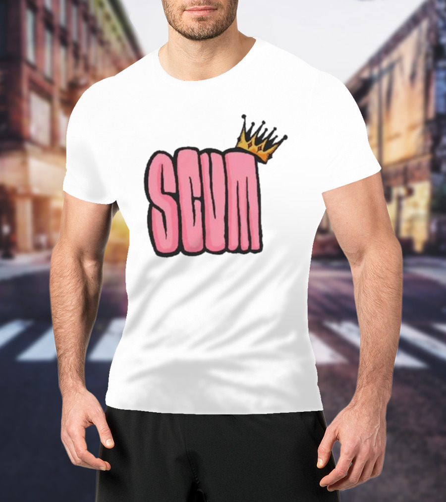SCUM Pink Text With Gold Crown T-Shirt