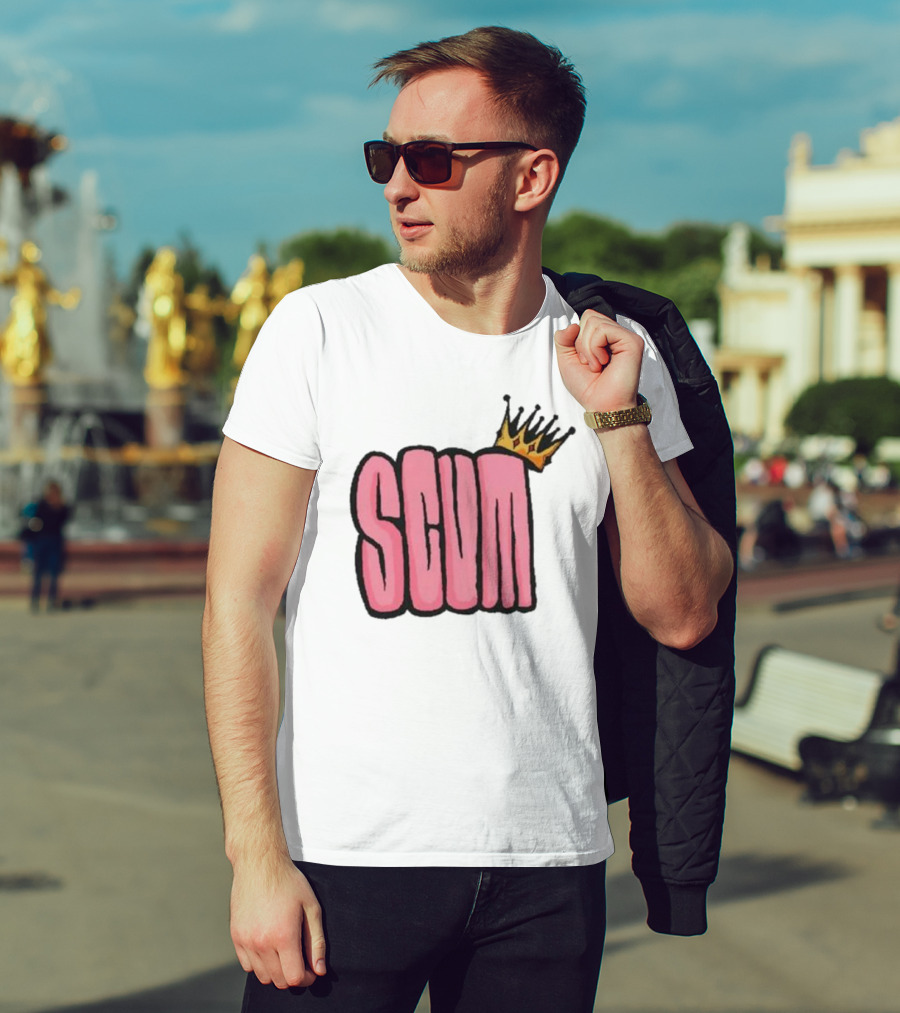 SCUM Pink Text With Gold Crown T-Shirt