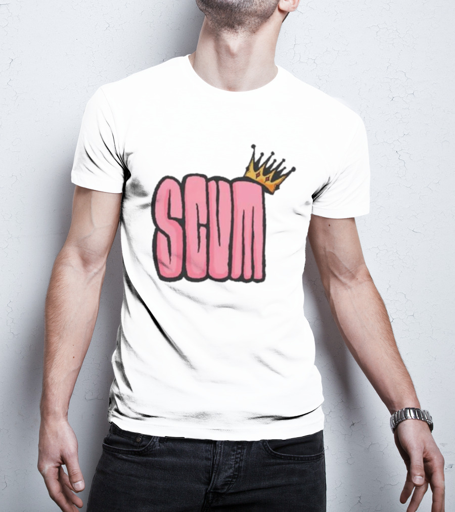 SCUM Pink Text With Gold Crown T-Shirt