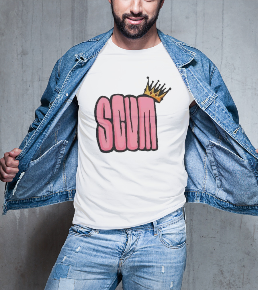 SCUM Pink Text With Gold Crown T-Shirt