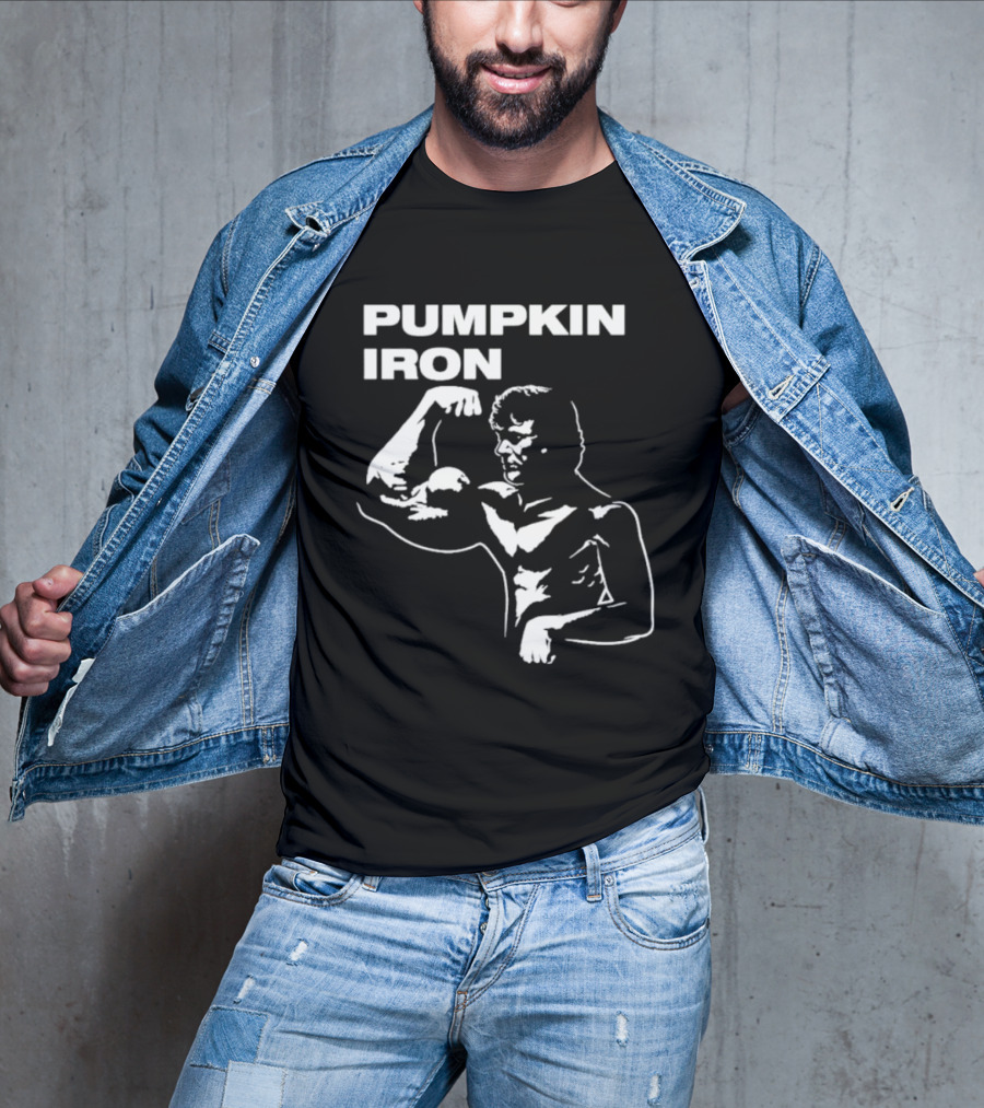 Pumpkin Iron Bodybuilder Flexing Muscles T-Shirt