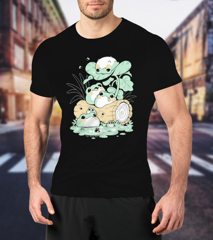 Sugar Bunny Shop Blob Frogs Log T-Shirt