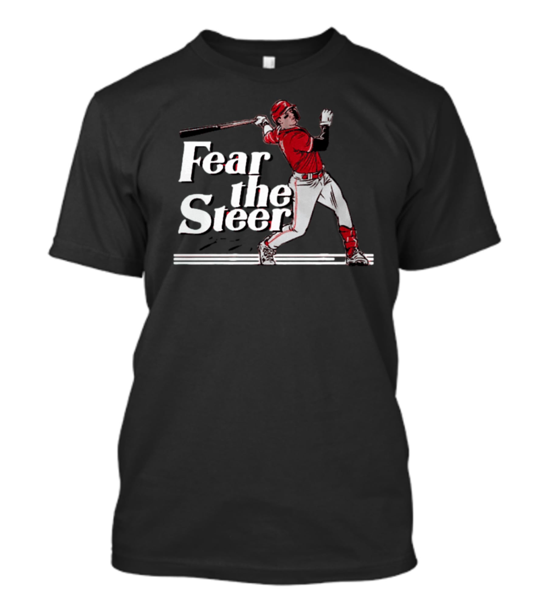 Fear The Steer SS Baseball Player In Red Jersey T-Shirt