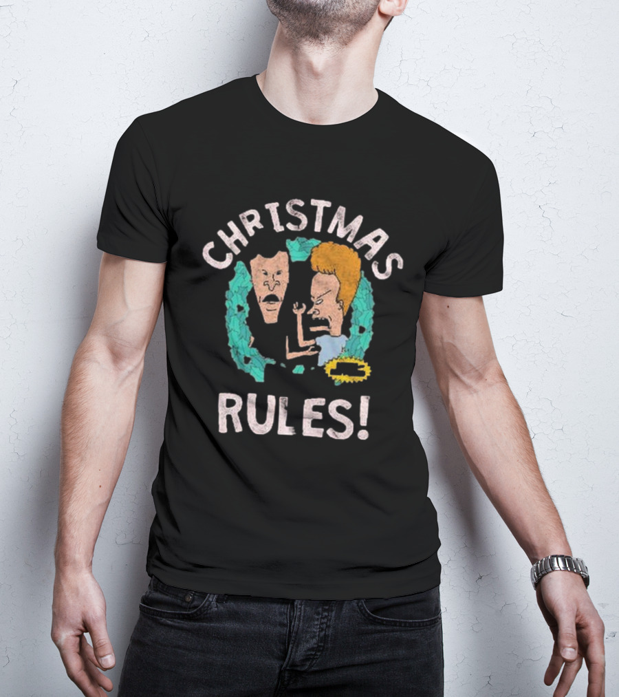 Christmas Rules Beavis And Butt-Head Wreath T-Shirt