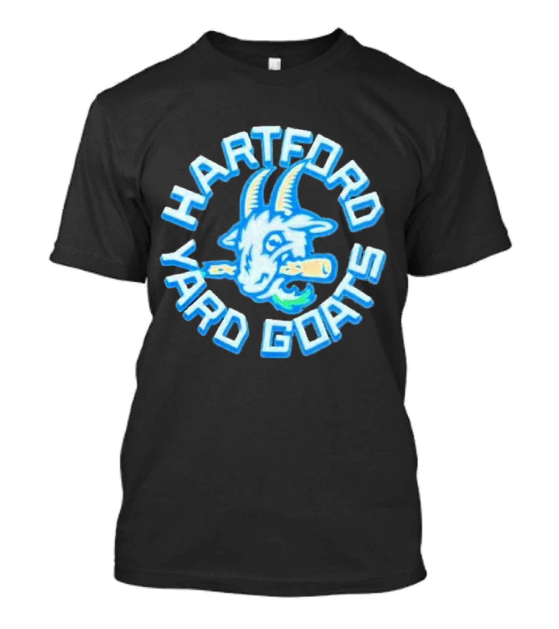 Hartford Yard Goats Blue Goat Logo With Bat T-Shirt