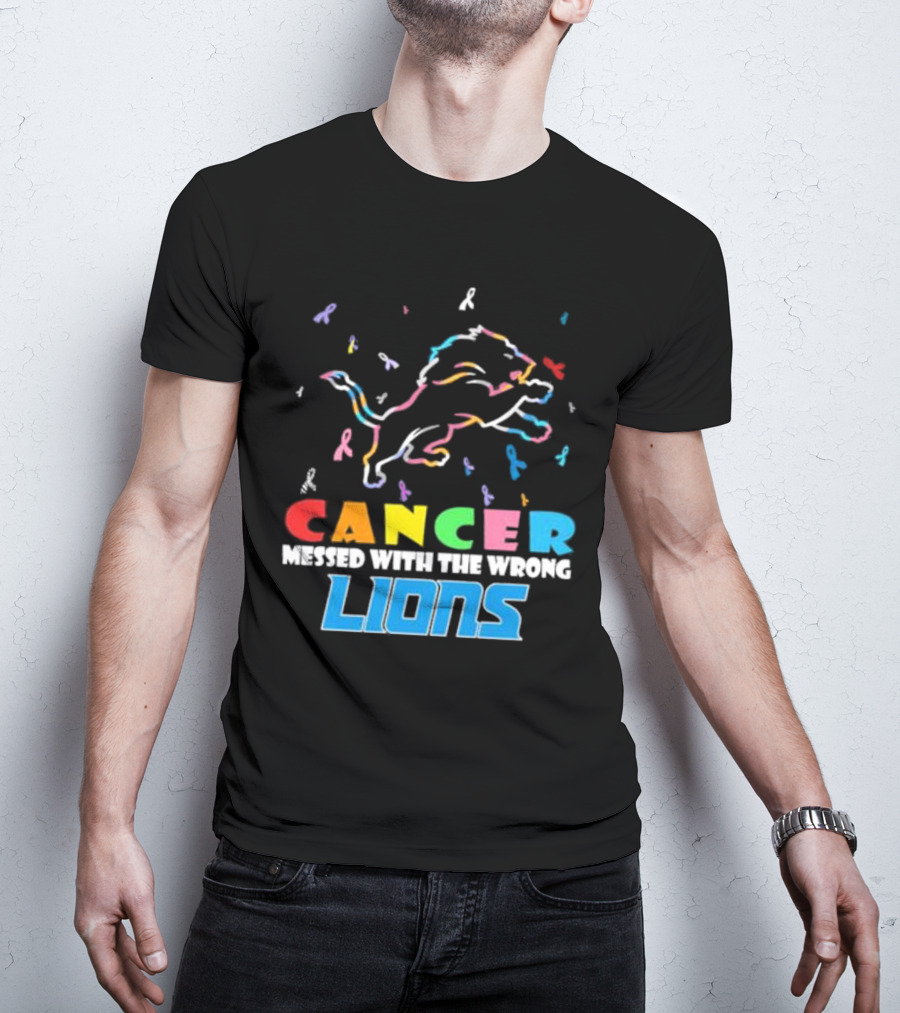 Cancer Messed With The Wrong Lions Detroit T-Shirt