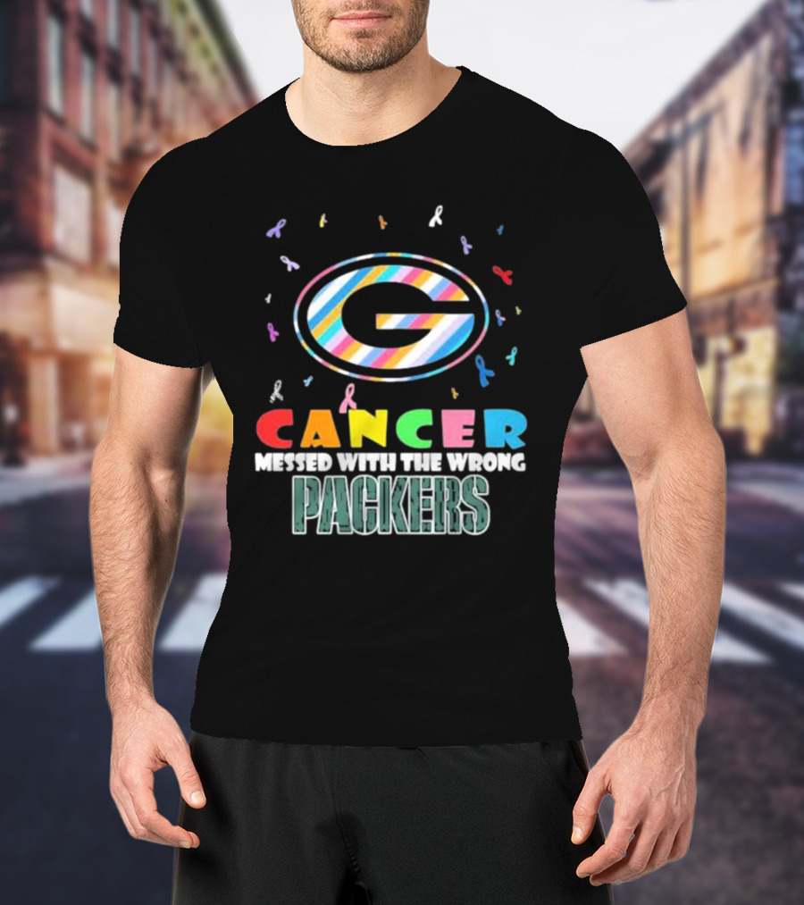 Cancer Messed With The Wrong Packers Colorful Awareness T-Shirt