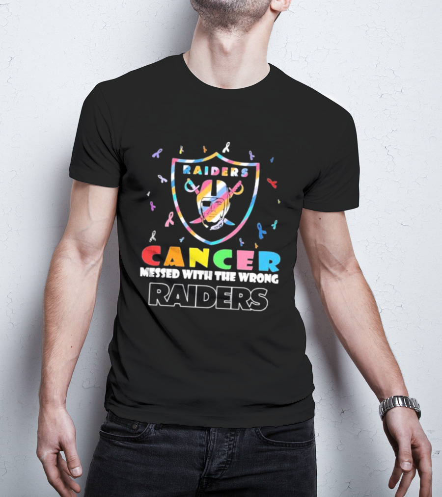 Cancer Messed With The Wrong Raiders Cancer Awareness Ribbon Raiders T-Shirt