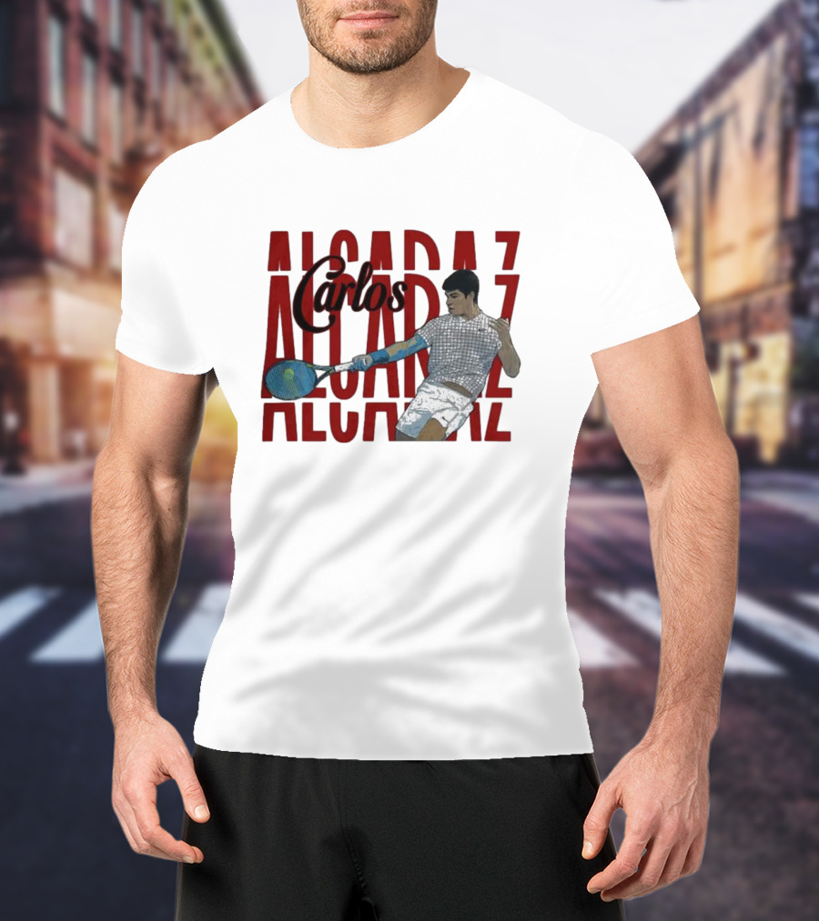 Carlos Alcaraz Dynamic Tennis Action T-Shirt