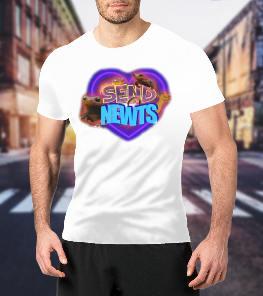 Swankyswamprat Send Newts Heart Frogs Neon T-Shirt
