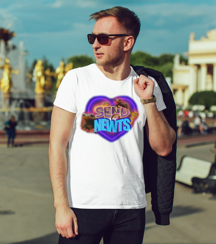 Swankyswamprat Send Newts Heart Frogs Neon T-Shirt