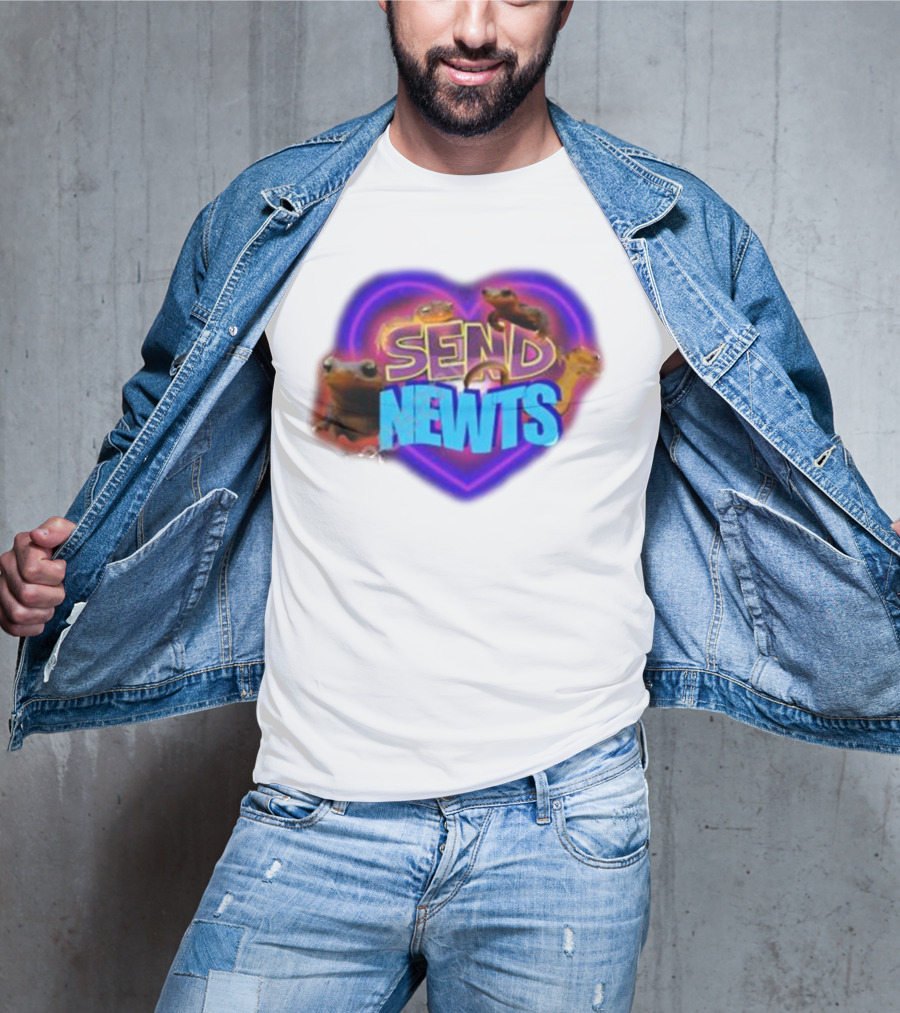 Swankyswamprat Send Newts Heart Frogs Neon T-Shirt