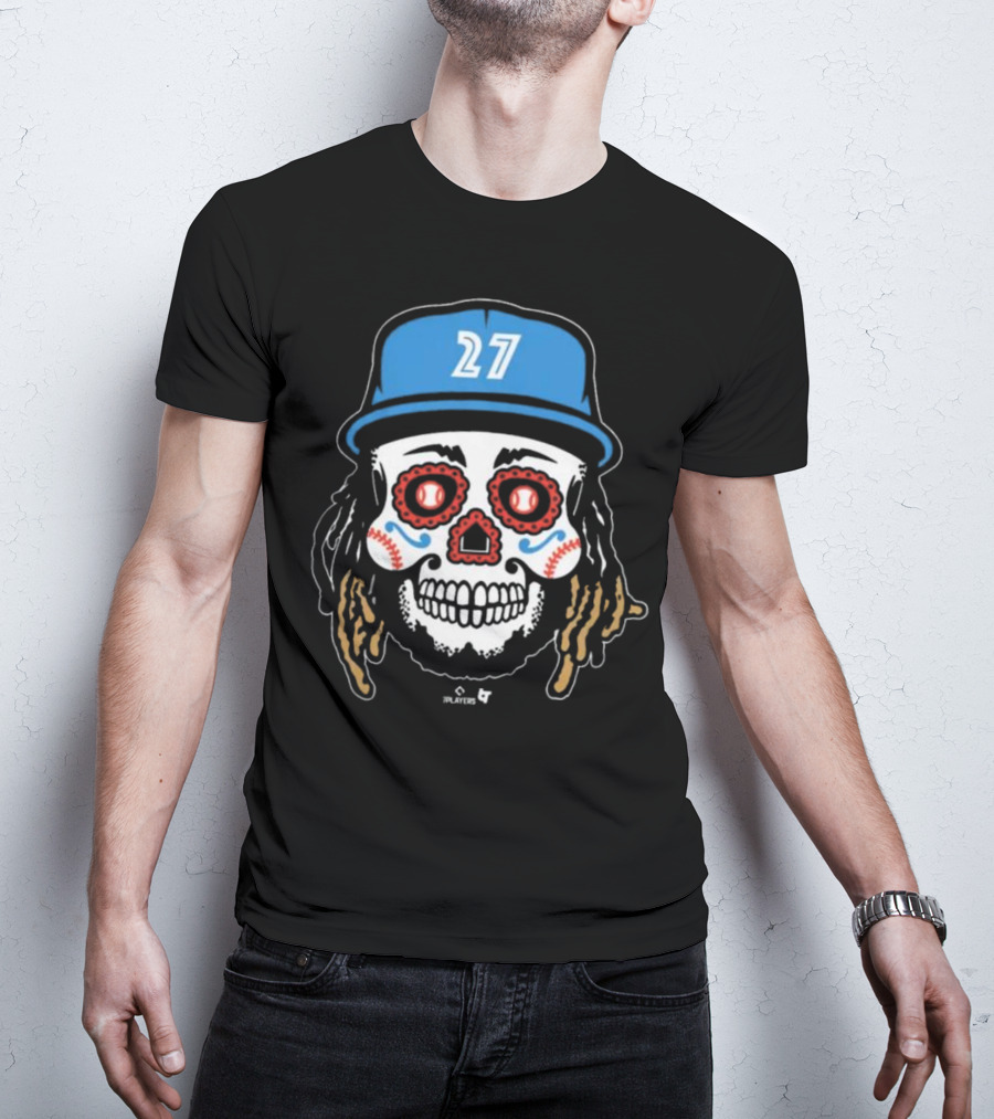 Toronto Blue Jays #27 Vladimir Guerrero Jr Sugar Skull MLBPA T-Shirt