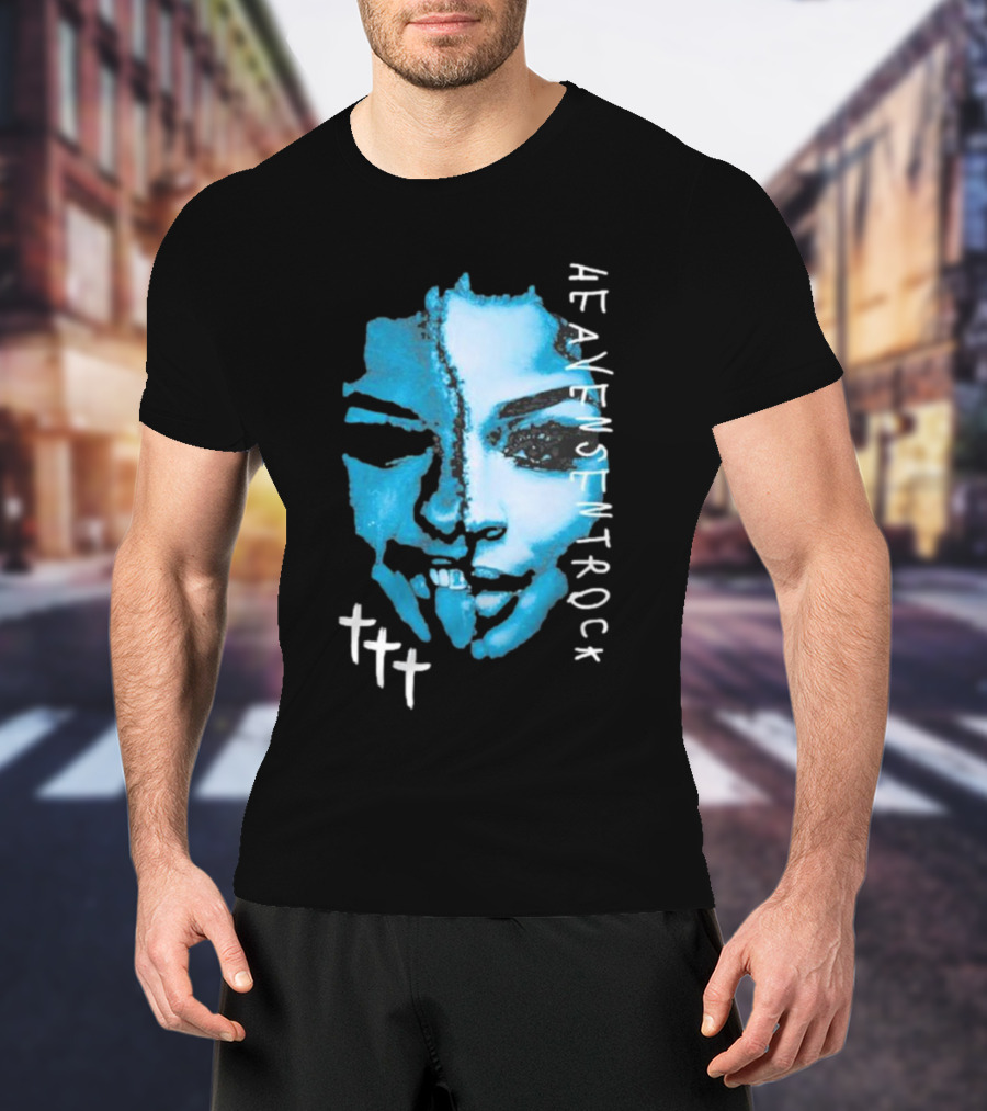 HEAVENSENTROCK Face Blue Art With Cross Symbols T-Shirt