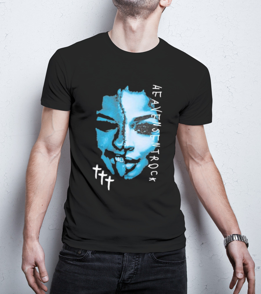 HEAVENSENTROCK Face Blue Art With Cross Symbols T-Shirt