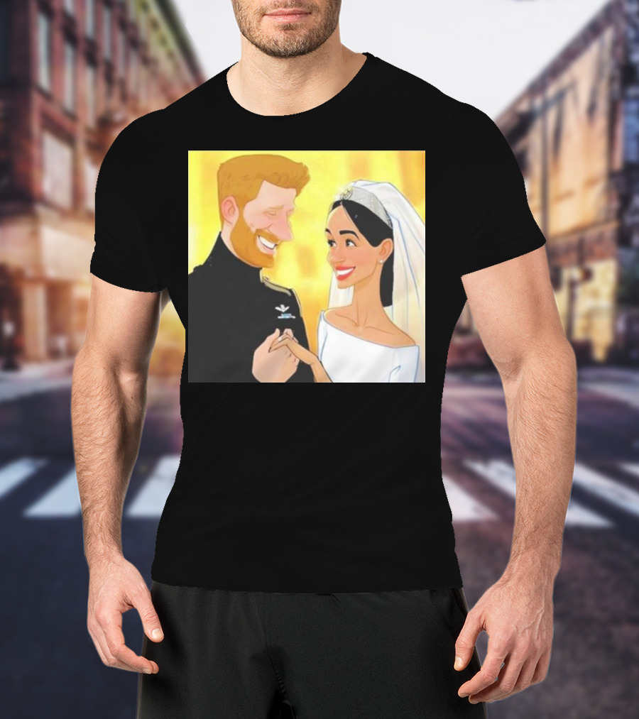 Meghan And Harry Cartoon Wedding T-Shirt