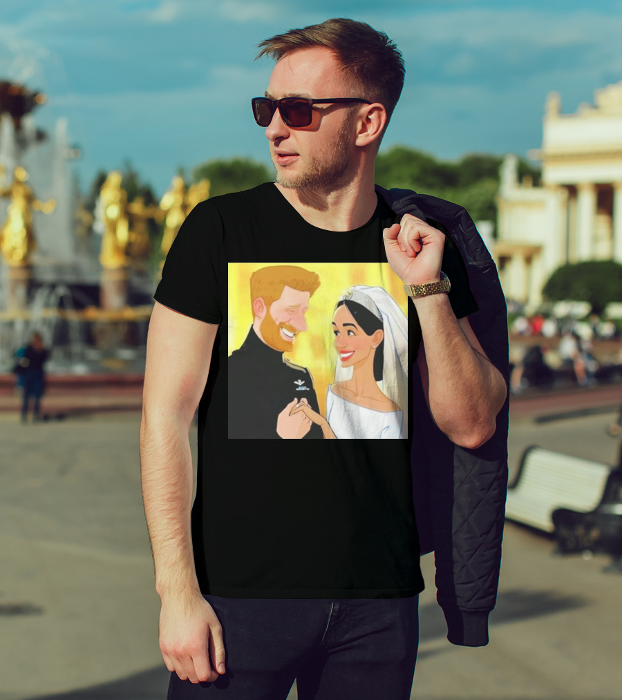 Meghan And Harry Cartoon Wedding T-Shirt