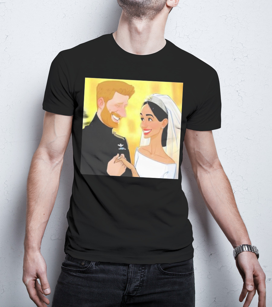Meghan And Harry Cartoon Wedding T-Shirt