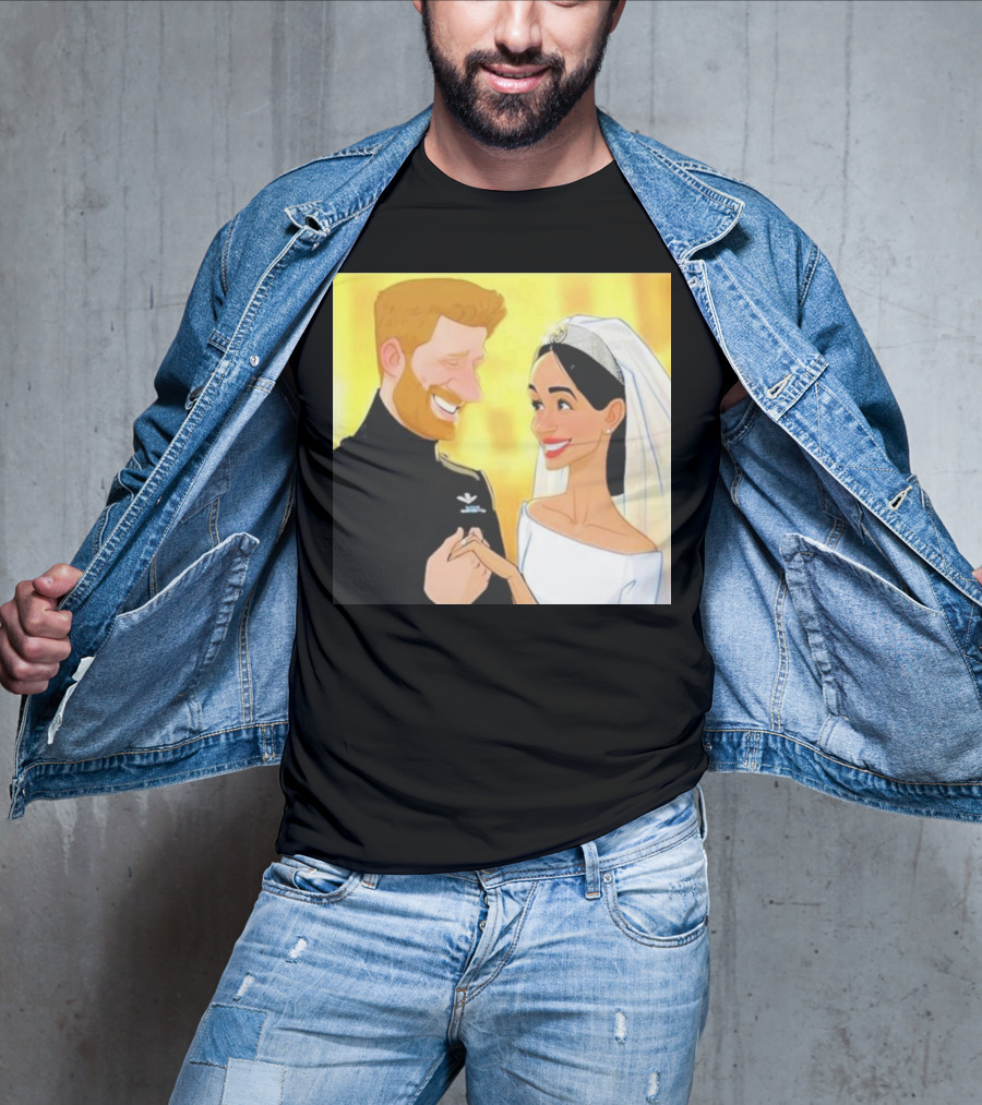 Meghan And Harry Cartoon Wedding T-Shirt