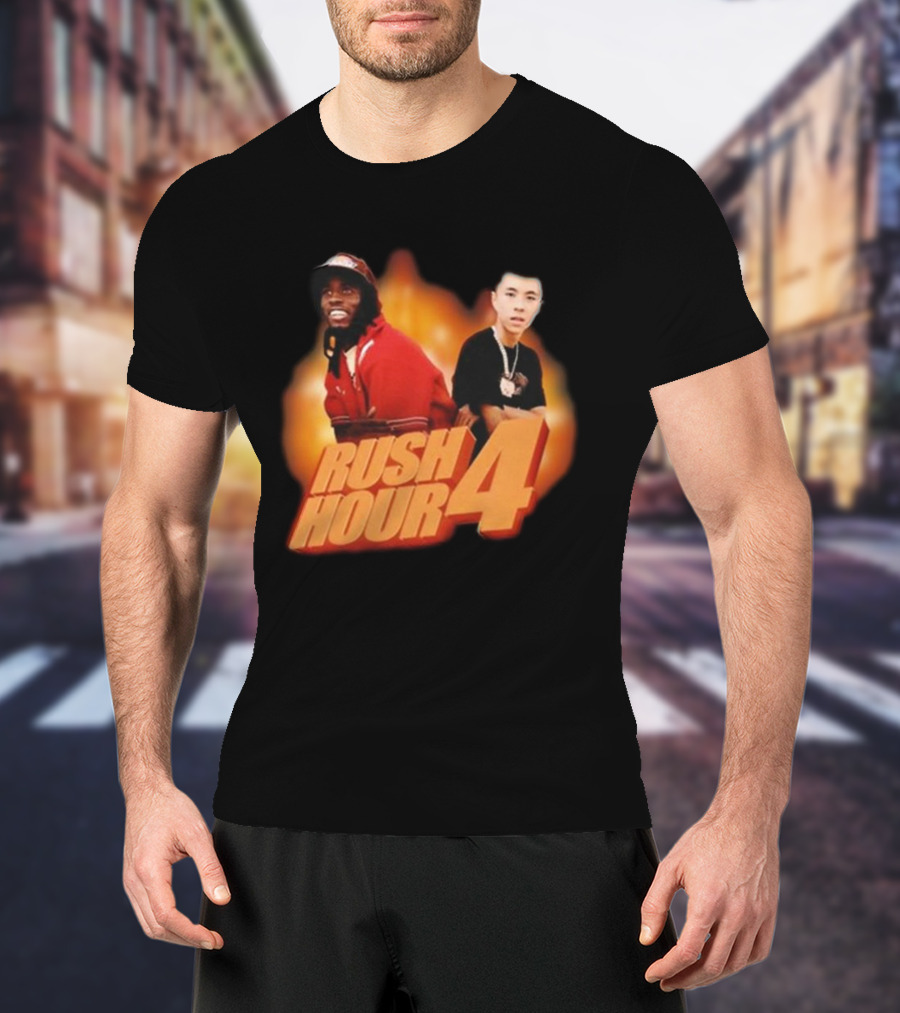 Rush Hour 4 Comedy Duo Flame Background T-Shirt