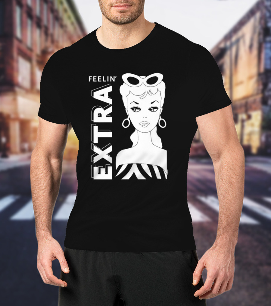 Feelin' Extra Barbie Retro Style Sunglasses And Hoop Earrings T-Shirt