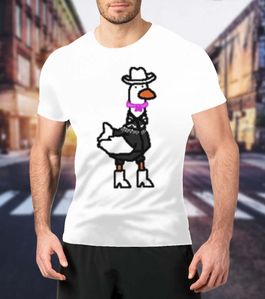 Ryan Goose-Ling Barbie Goose Wearing Cowboy Hat And Pink Bowtie T-Shirt