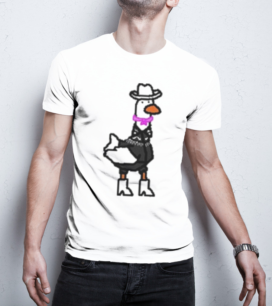 Ryan Goose-Ling Barbie Goose Wearing Cowboy Hat And Pink Bowtie T-Shirt