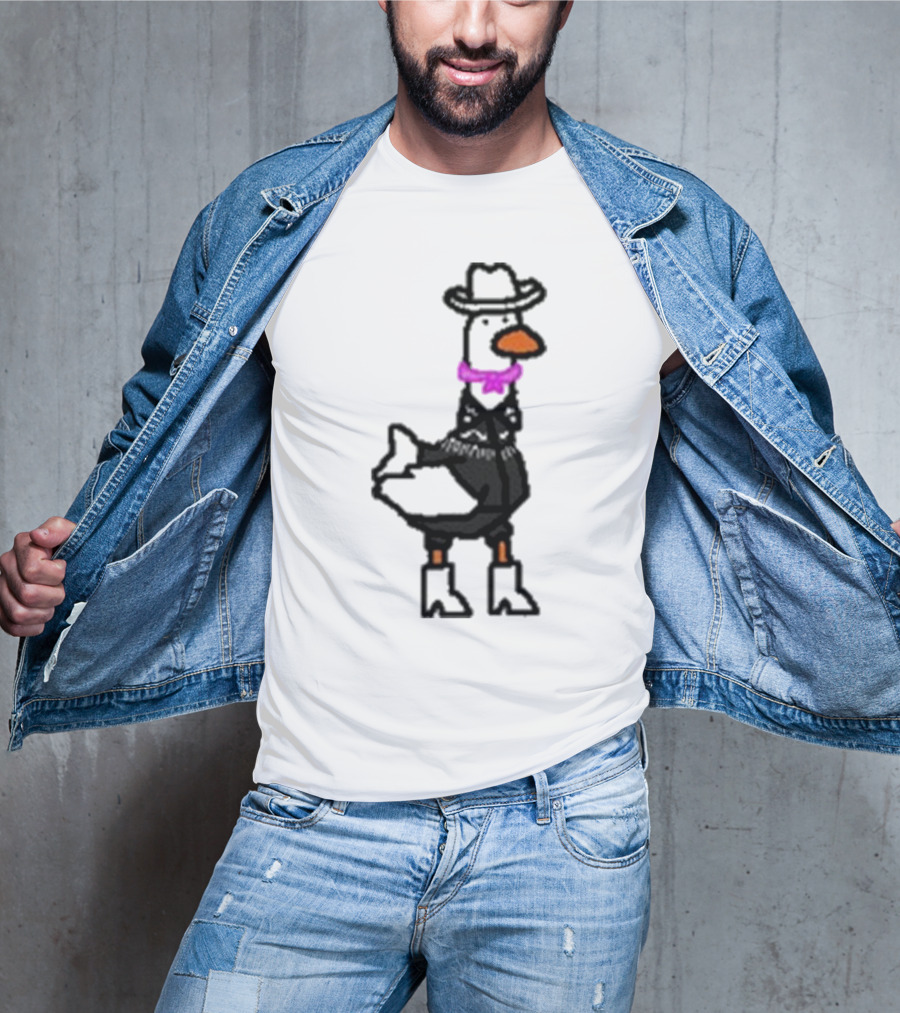 Ryan Goose-Ling Barbie Goose Wearing Cowboy Hat And Pink Bowtie T-Shirt