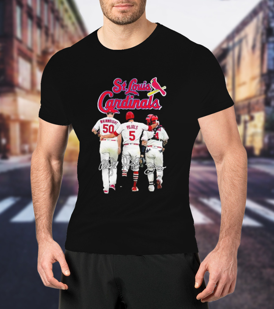 St Louis Cardinals Wainwright Pujols Molina Signatures T-Shirt