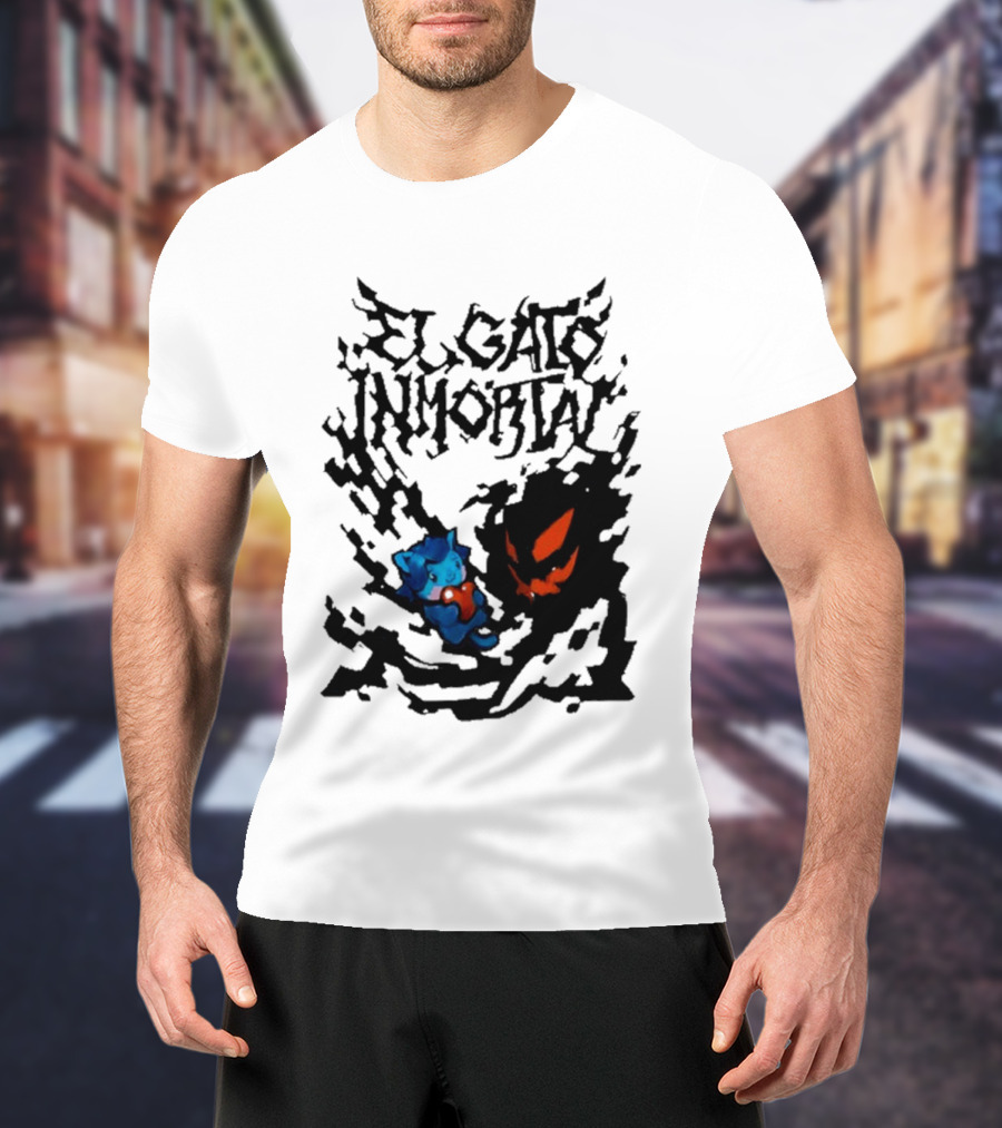 El Gato Inmortal Spooky Halloween Cat Pumpkin Shadow T-Shirt