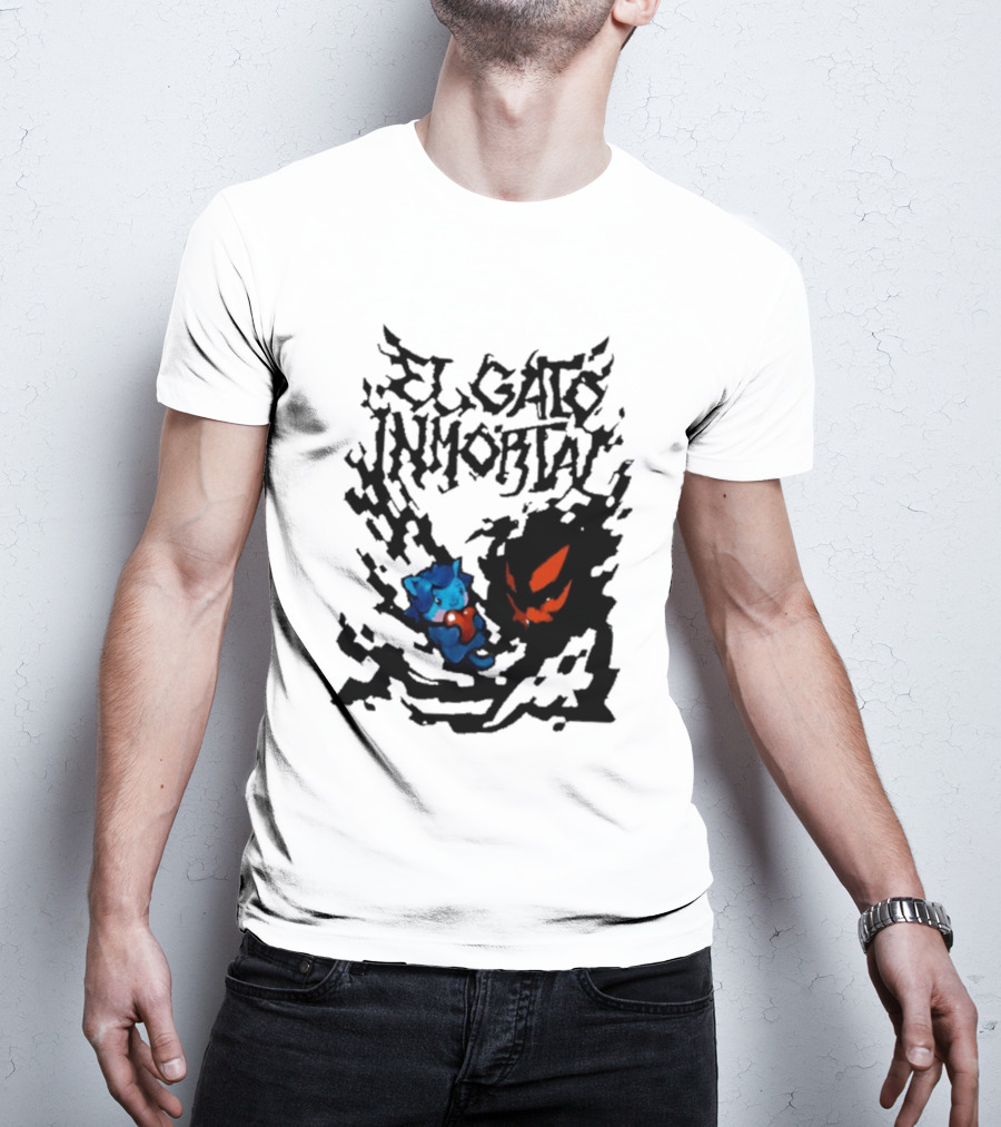 El Gato Inmortal Spooky Halloween Cat Pumpkin Shadow T-Shirt