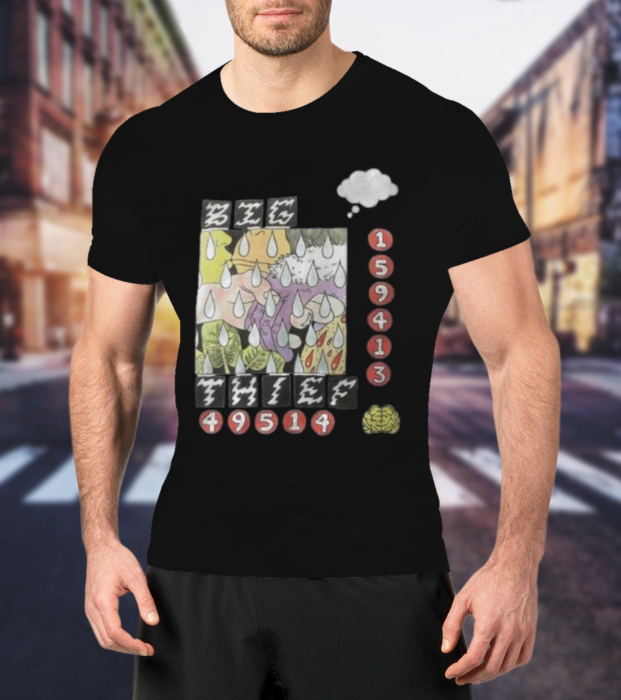 3E6 159413 49514 Comic Style Raindrops Thought Bubble Brain T-Shirt