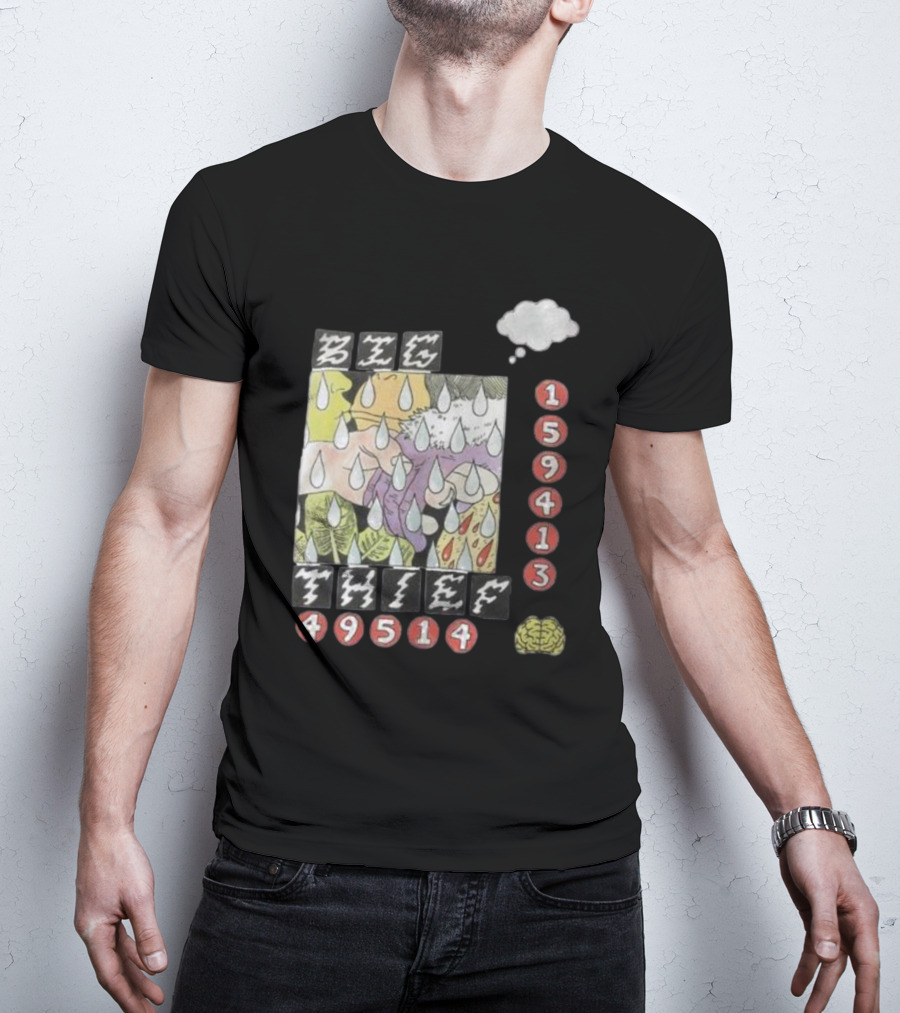 3E6 159413 49514 Comic Style Raindrops Thought Bubble Brain T-Shirt