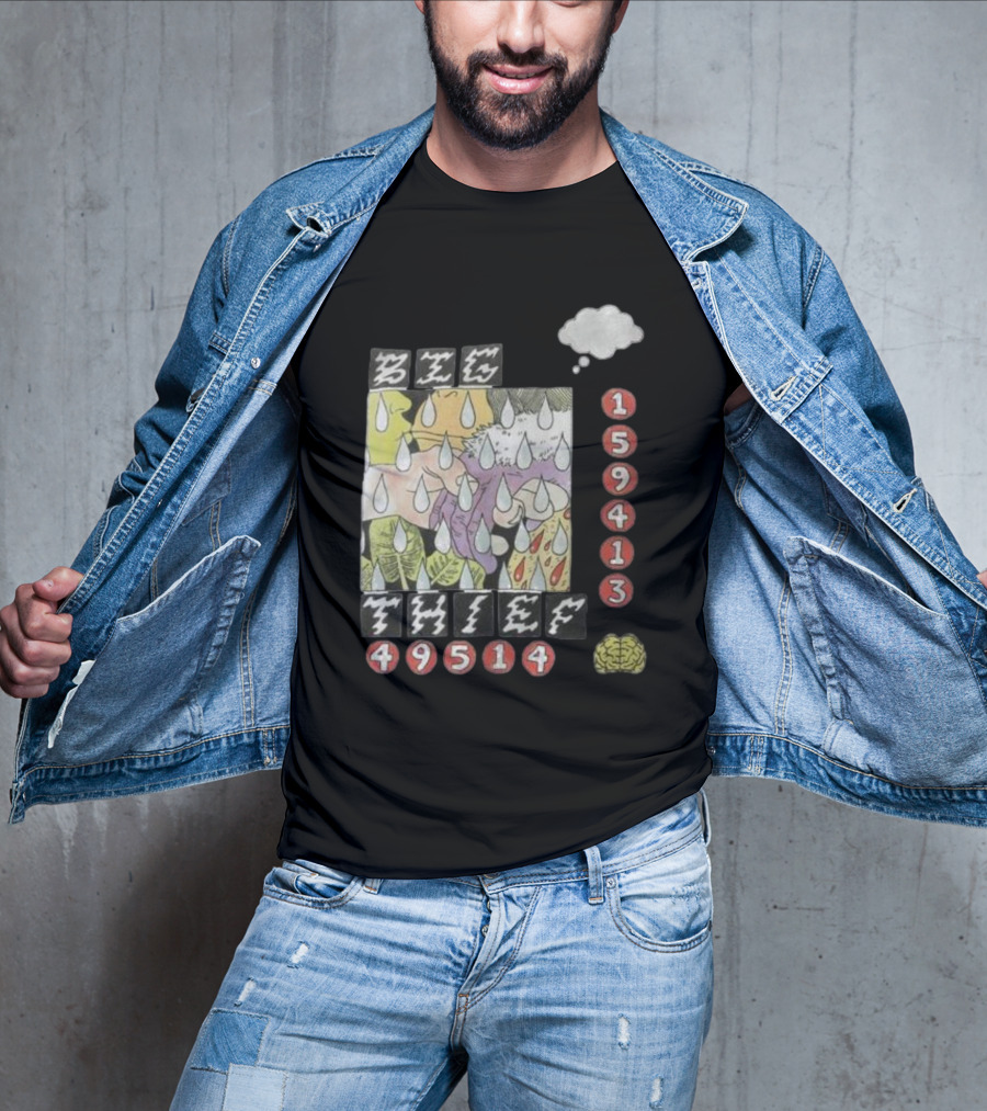 3E6 159413 49514 Comic Style Raindrops Thought Bubble Brain T-Shirt