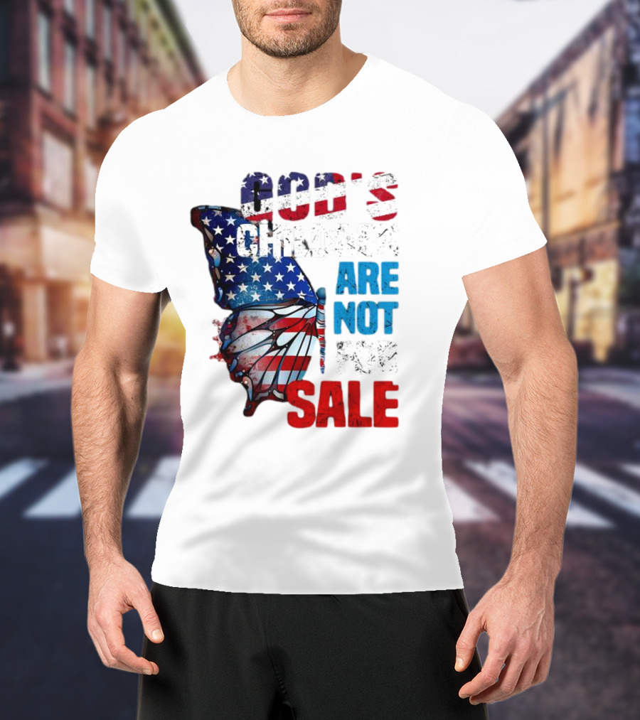 God's Children Are Not For Sale American Flag Butterfly T-Shirt