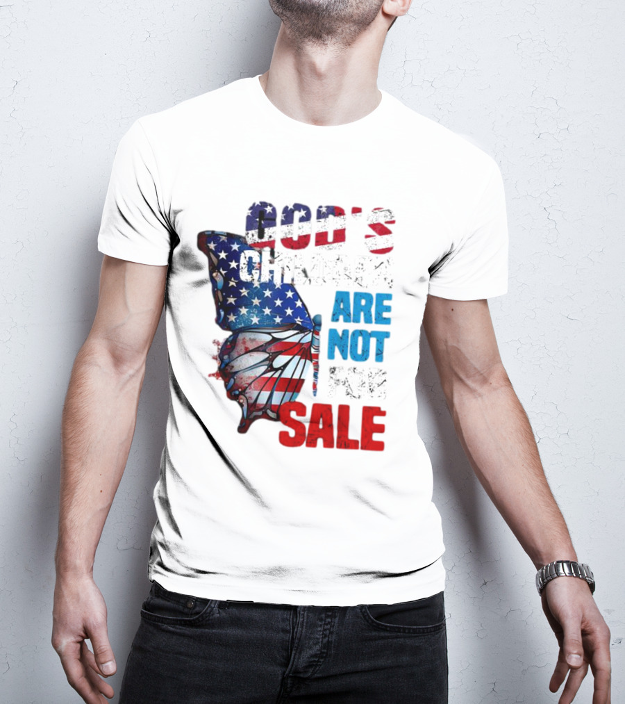 God's Children Are Not For Sale American Flag Butterfly T-Shirt