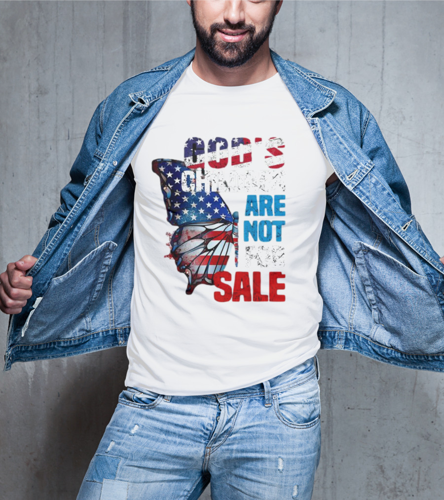 God's Children Are Not For Sale American Flag Butterfly T-Shirt