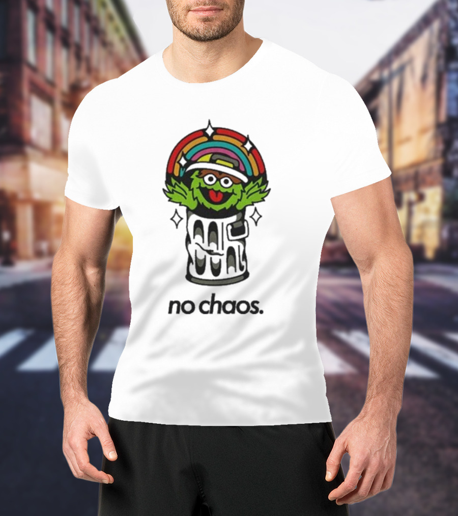 No Chaos Grouchy Rainbow Trash Can T-Shirt