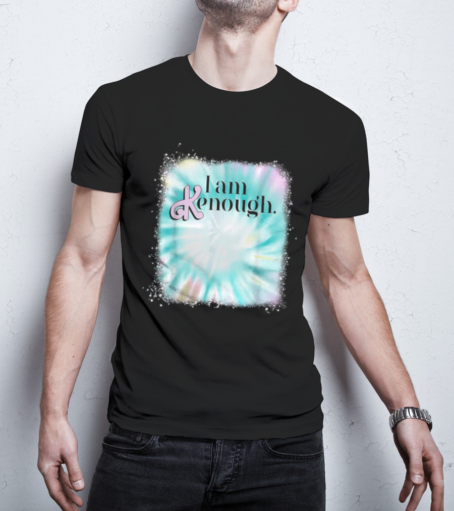 Pinky Ken I Am Ken Enough Tie-Dye Spiral Text T-Shirt