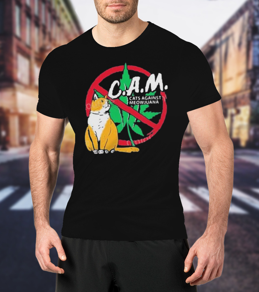C.A.M. Cats Against Meowijuana Leaf With Tabby T-Shirt