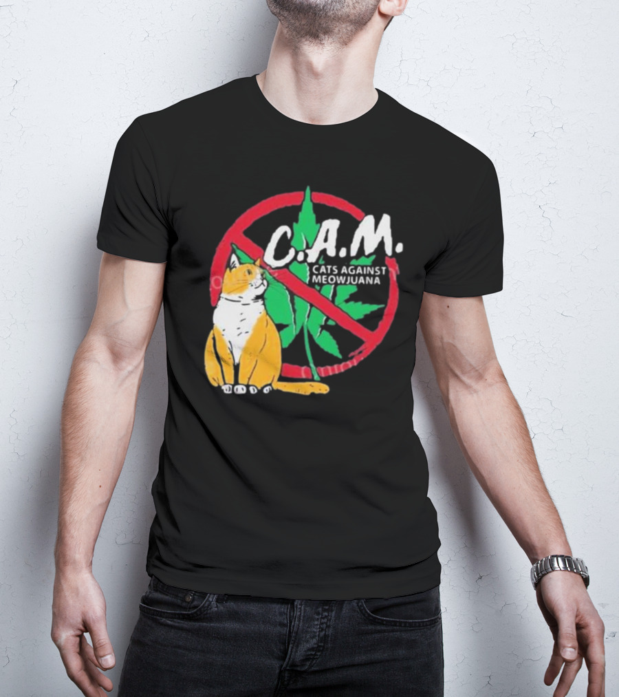 C.A.M. Cats Against Meowijuana Leaf With Tabby T-Shirt