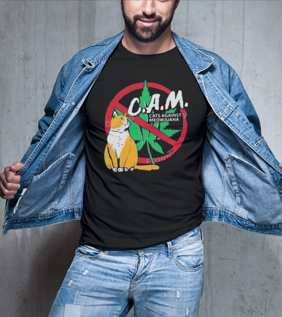 C.A.M. Cats Against Meowijuana Leaf With Tabby T-Shirt