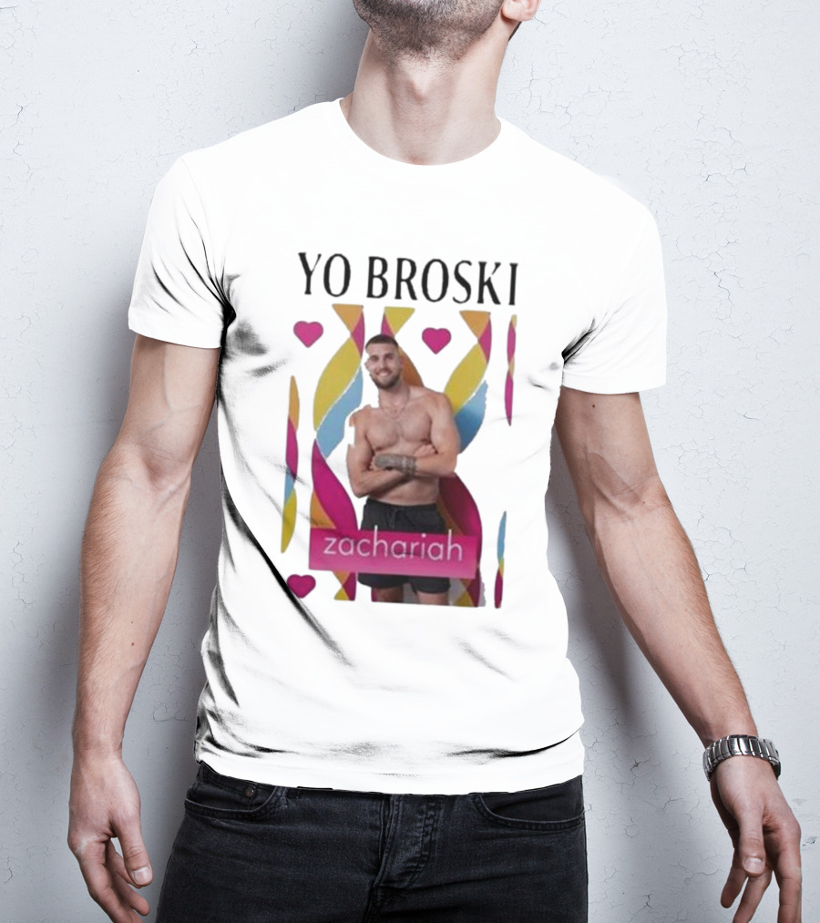 Yo Broski Zachariah Colorful Abstract Hearts T-Shirt