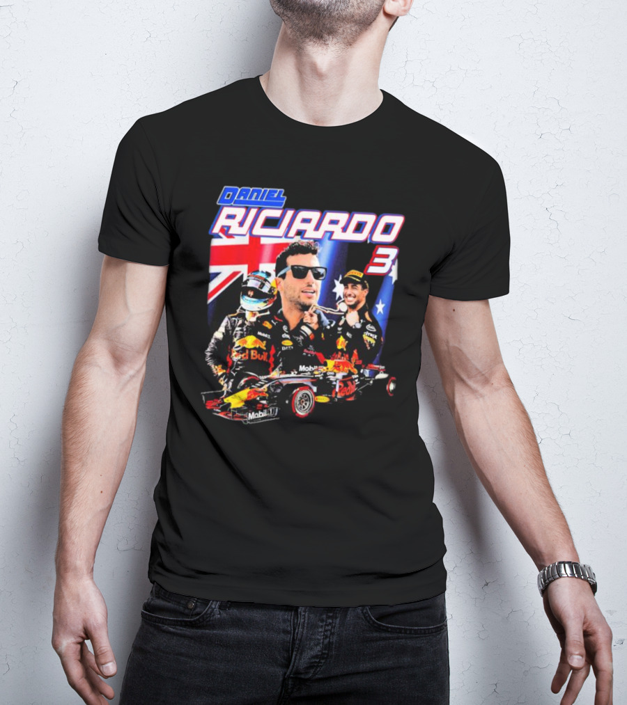 Daniel Ricciardo Red Bull Racing 3 With Australian Flag Background T-Shirt