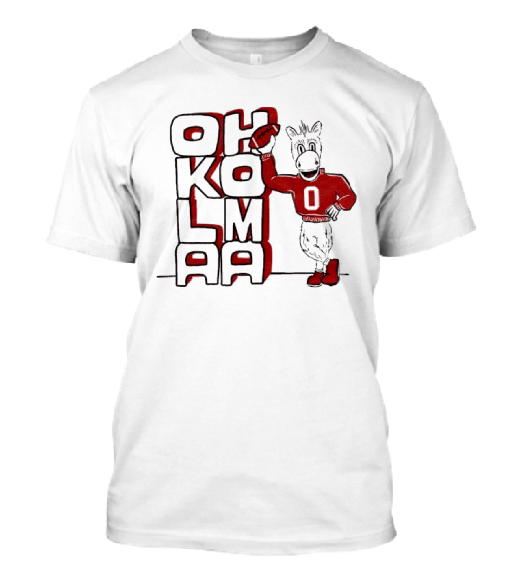 Oklahoma Sooners Ou Stacked Vintage Mascot Football Icon With Retro Donkey Holding Football T-Shirt