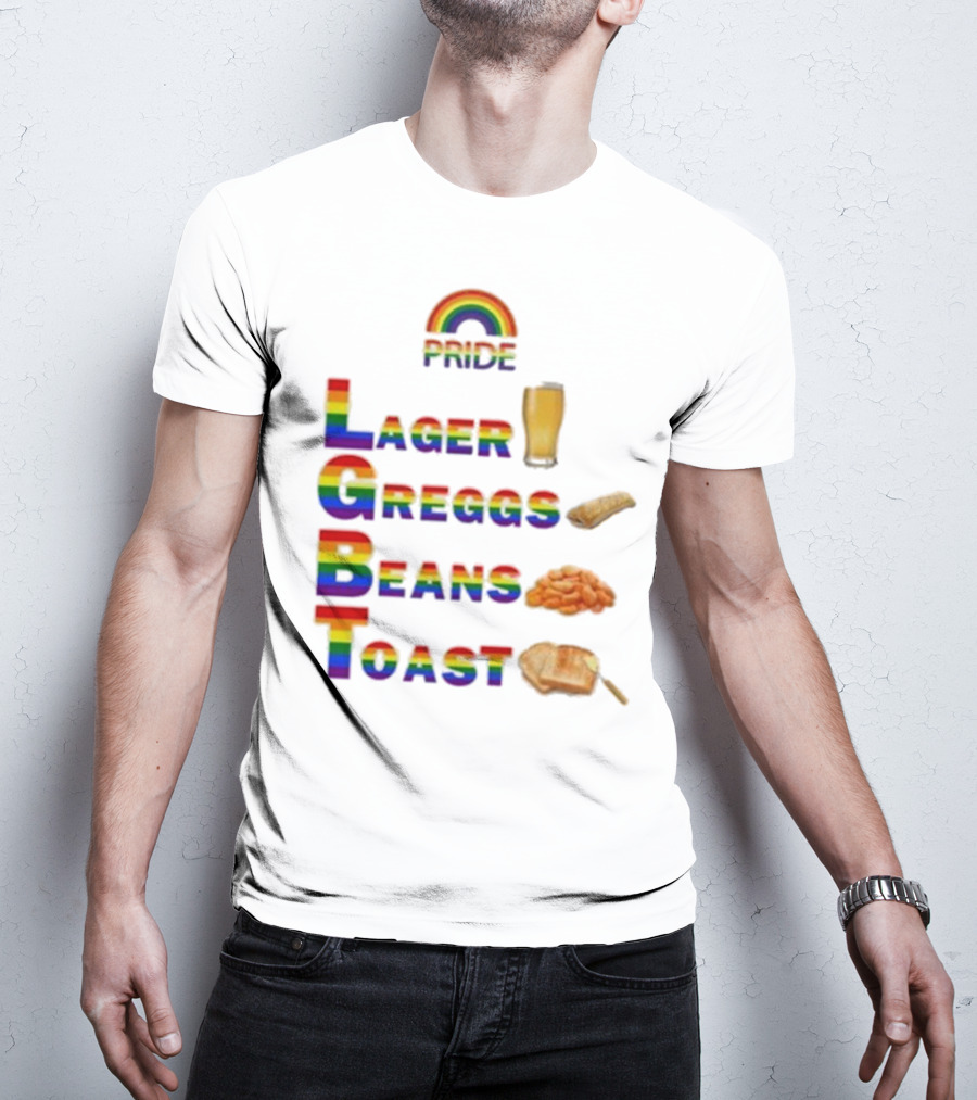 Pride Rainbow Lager Greggs Beans Toast Icons T-Shirt