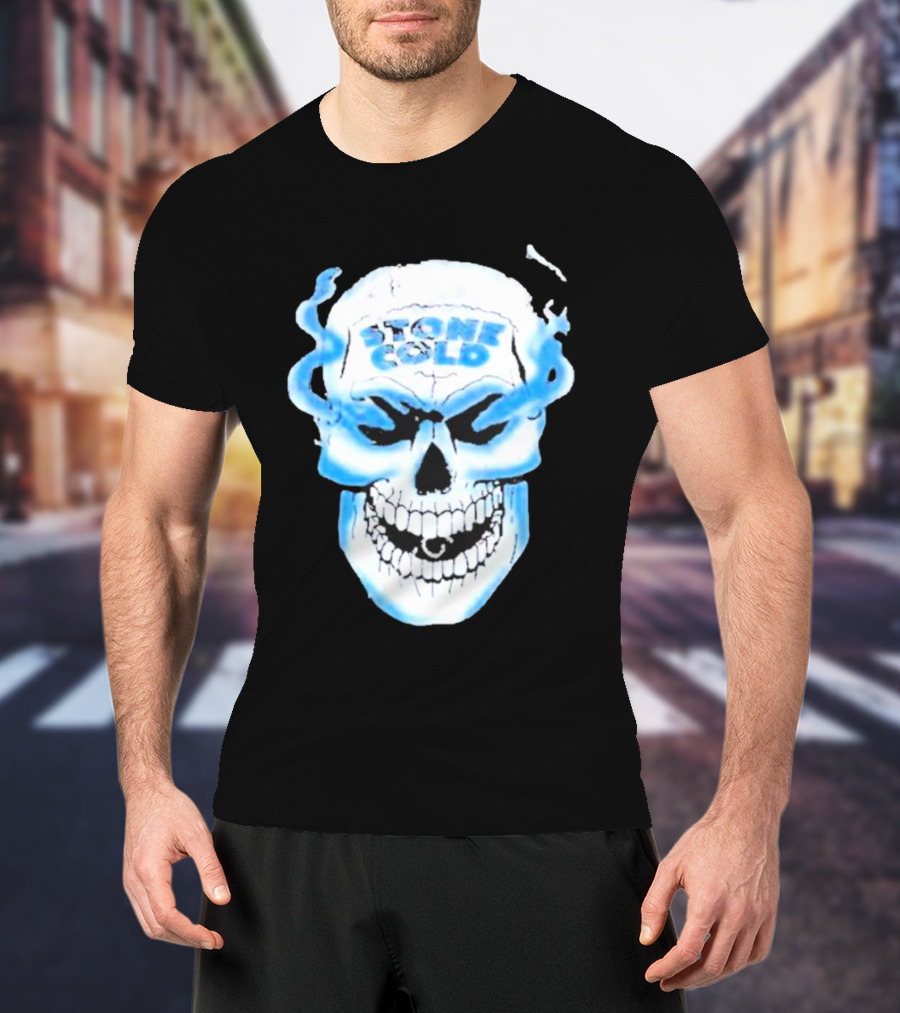 De Paul Wearing Stone Cold Steve Austin Smoking Skull T-Shirt