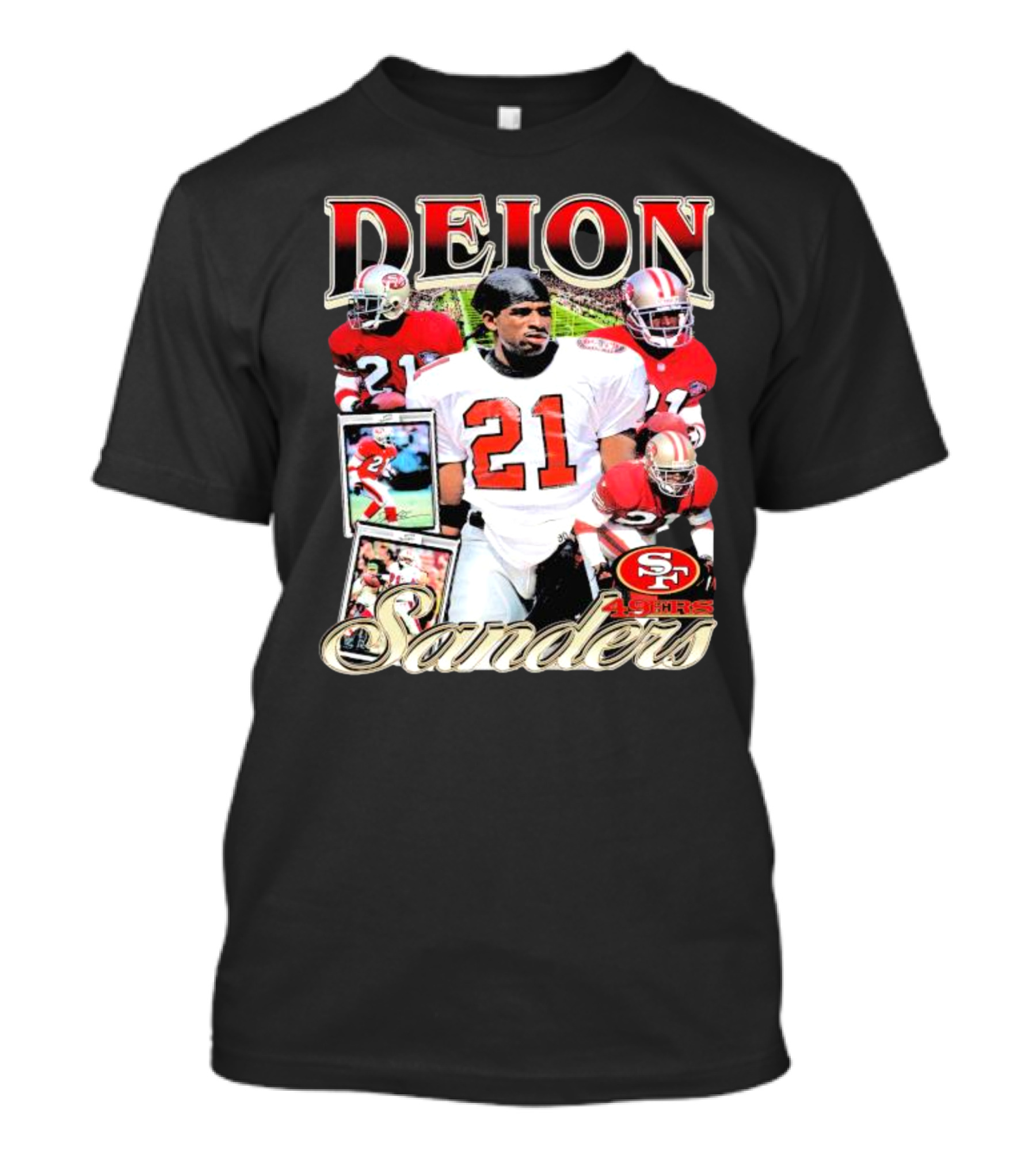 Deion Sanders San Francisco 49ers Football 21 Signature T-Shirt