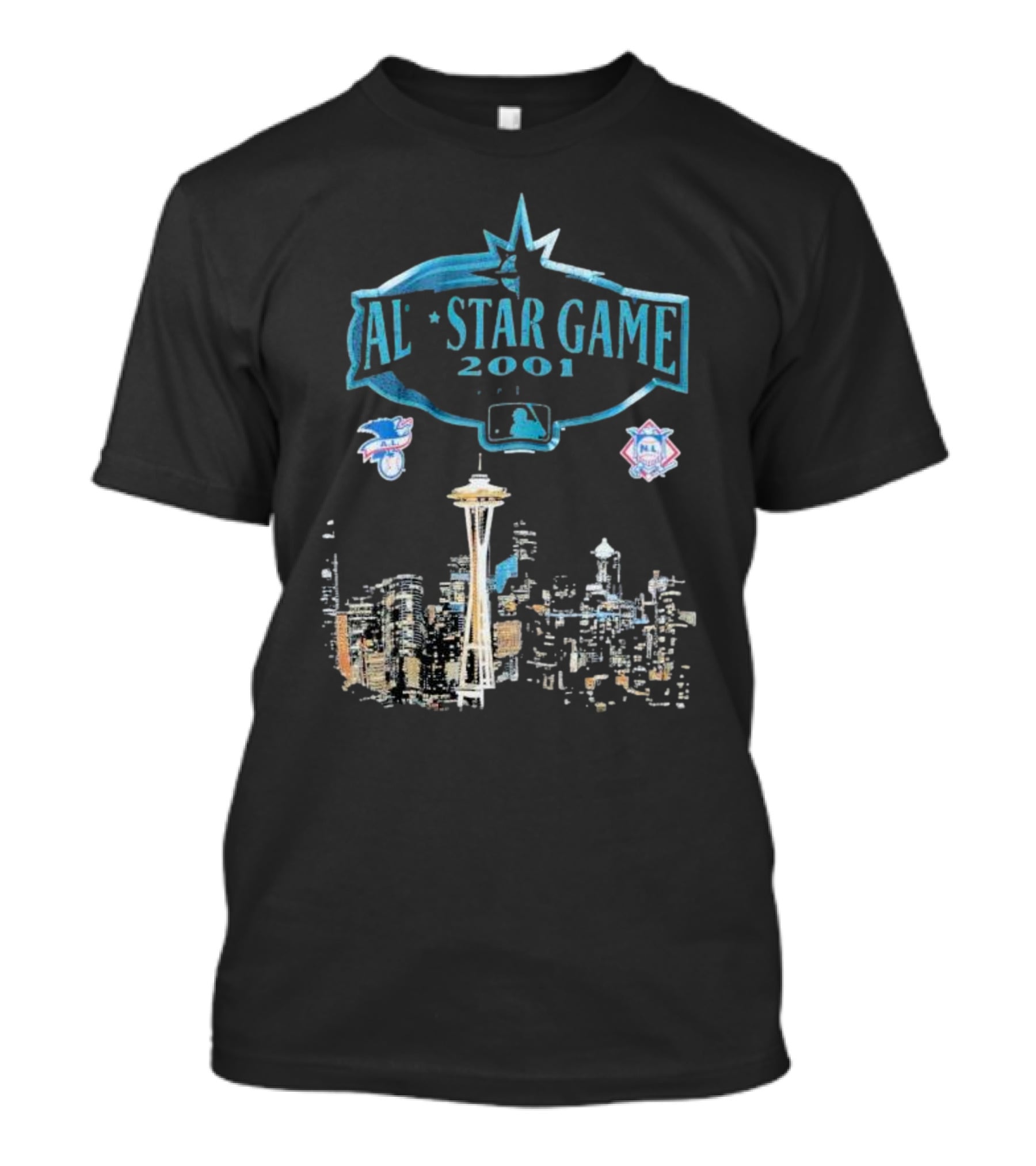 AL Star Game 2001 MLB City Skyline Seattle T-Shirt